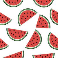 Sweet watermelon slices seamless tile pattern with bright red and green colors for a fun summer vibe concept as Bright red watermelon slices with green rind create a fun and refres Dynamic vector
