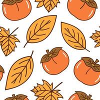 Sweet persimmon seamless tile pattern with bright orange fruits and autumn leaves concept as Bright orange persimmons and autumn leaves create a sweet persimmon seamless tile patte Dynamic vector