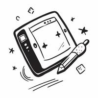 Tablet and stylus icon with space for text and graphics on a blue background concept as A modern tablet and stylus icon design featuring space for both text and graphics on a blue Dynamic vector