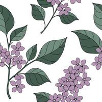 Sweet lilac seamless tile pattern with soft purple blooms and rich green leaves ideal for spring settings concept as Soft lilac flowers paired with green leaves form a seamless spr Dynamic vector