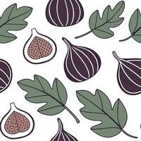 Sweet fig seamless tile pattern with deep purple and green hues for autumn elegance concept as Deep purple figs and green leaves create a sweet fig seamless tile pattern exuding au Dynamic vector