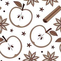 Sweet apple and cinnamon seamless tile pattern with autumn spices and fruits concept as Apples and cinnamon sticks create a sweet apple and cinnamon seamless tile pattern perfect f Dynamic vector