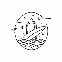 Surfboard and waves icon with copy space for summer ads concept as A modern surfboard and waves icon design with generous copy space perfect for enhancing summer advertisements and Dynamic vector