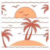 Sunset over the ocean seamless tile pattern with warm orange and pink hues for a vibrant beach vibe concept as Warm orange and pink hues from a sunset over the ocean create a vibra Dynamic vector