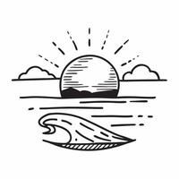 Sunset icon with copy space on a blue background concept as A image of a sunset icon with ample copy space on a blue background ideal for end of day and retirement themed vi Dynamic vector
