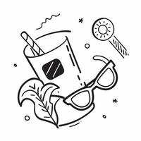 Sunglasses and tropical drink icon with copy space for infographics concept as An infographic ready sunglasses and tropical drink icon with copy space designed to convey summer fun Dynamic vector