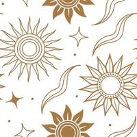 Summer sun seamless tile pattern with warm golden hues and abstract sun designs for modern interiors concept as Abstract sun designs and golden hues arranged seamlessly to add a mo Dynamic vector