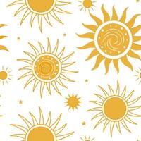 Summer sun seamless tile pattern with radiant sunbursts and warm yellow hues for vibrant spaces concept as Bright sunbursts and warm yellow tones arranged seamlessly for a vibrant Dynamic vector