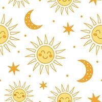 Summer sun seamless tile pattern with sun motifs and light yellow gradients for a fresh cheerful home concept as Sun motifs and light yellow gradients in a seamless pattern for bri Dynamic vector