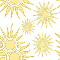 Summer sun seamless tile pattern with bright rays and light yellow tones for lively indoor spaces concept as Bright sun rays in light yellow tones arranged in a seamless pattern to Dynamic vector