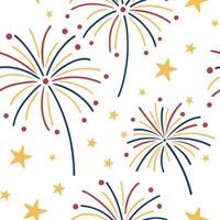Summer fireworks seamless tile pattern with bursts of bright colors lighting up the night concept as Bursts of fireworks in bright lively summer colors create a fun seamless tile p Dynamic vector