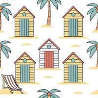 Summer beach cabanas seamless tile pattern with cool shades and vibrant beachside charm concept as Vibrant summer beach cabanas with cool shades and beachside charm create a seamle Dynamic vector