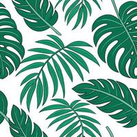 Summer leaves seamless pattern with bright green and jungle leaves for vibrant outdoor decor concept as Bright green jungle leaves arranged in a seamless pattern to create a vibran Dynamic vector