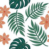 Summer leaves seamless pattern with exotic vines and vibrant foliage for a tropical lush atmosphere concept as Exotic vines and vibrant foliage arranged seamlessly to create a lush Dynamic vector