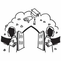 Students silhouette with a school gate concept as A students silhouette combined with a school gate representing the farewell of graduation and new beginnings Perfect for educatio Dynamic vector