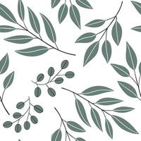 Subtle summer leaves seamless pattern with eucalyptus and olive branches for soft calming spaces concept as Soft eucalyptus and olive branches seamlessly arranged for a calming gen Dynamic vector