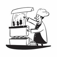 Street food vendor at night concept as High resolution image of a street food vendor serving customers at night with a glossy backdrop capturing the vibrant nightlife of street foo Dynamic vector