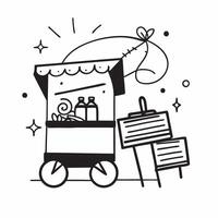 Street food cart and fairy lights icon with copy space for infographics concept as An infographic ready street food cart and fairy lights icon with copy space designed to convey ni Dynamic vector