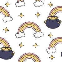 Sparkling rainbows and pots of gold seamless tile pattern with magical accents concept as Magical rainbows and sparkling pots of gold create seamless tile pattern with enchanting a Dynamic vector