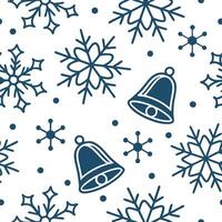 Sparkling snowflakes and Christmas bells seamless tile pattern with festive winter accents concept as Festive winter accents with sparkling snowflakes and Christmas bells create se Dynamic vector