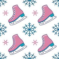 Sparkling ice skates and snowflakes seamless tile pattern with winter sports flair concept as Ice skates adorned with sparkling snowflakes create a seamless tile pattern with a win Dynamic vector