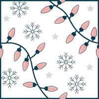 Sparkling Christmas lights and snowflakes seamless tile pattern with radiant winter accents concept as Radiant Christmas lights and sparkling snowflakes create seamless tile patter Dynamic Set 2 vector
