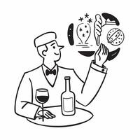 Sommelier presenting wine pairing concept as High resolution image of a sommelier presenting a wine pairing with a glossy backdrop capturing the elegance and expertise in wine and Dynamic vector