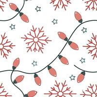 Sparkling Christmas lights and snowflakes seamless tile pattern with radiant winter accents concept as Radiant Christmas lights and sparkling snowflakes create seamless tile patter Dynamic vector