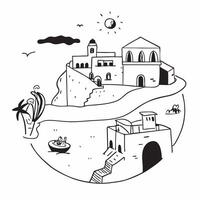 Solo traveler exploring a charming coastal village concept as High resolution image of a solo traveler exploring a charming coastal village to escape the heat highlighting adventur Dynamic vector