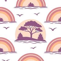 Soft sunset hues seamless tile pattern with warm oranges pinks and purples for a peaceful summer evening concept as Warm oranges pinks and purples from a summer sunset create a ser Dynamic vector
