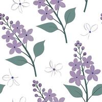 Soft watercolor spring flowers seamless pattern with lilacs and violets for calming spaces concept as Calming lilacs and violets painted in watercolor and arranged seamlessly for s Dynamic vector
