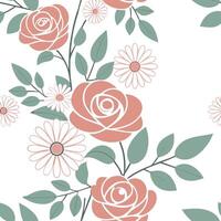 Soft pastel spring flowers seamless pattern with roses and daisies for a delicate home decor concept as Gentle roses and daisies in soft pastel tones seamlessly arranged for elegan Dynamic Set 2 vector
