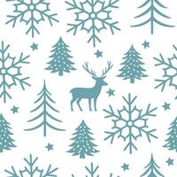 Snowflake and reindeer seamless tile pattern with winter forest elements and cool tones concept as Snowflakes paired with reindeer create a seamless tile pattern with winter forest Dynamic Set 2 vector