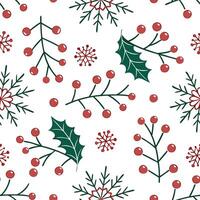 Snowflake and holiday wreath seamless tile pattern with festive green and red hues concept as Festive green and red hues highlight snowflakes and holiday wreaths in a seamless tile Dynamic vector