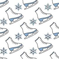 Snowflake and ice skates seamless tile pattern with dynamic winter sports elements concept as Dynamic ice skates paired with snowflakes create a seamless tile pattern with winter s Dynamic vector