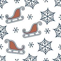 Snowflake and holiday sleigh seamless tile pattern with joyful winter elements concept as Joyful holiday sleighs paired with snowflakes create a seamless tile pattern with festive Dynamic vector