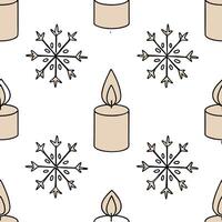 Snowflake and holiday candle seamless tile pattern with warm glow and frosty accents concept as Warm glowing candles paired with snowflakes create a seamless tile pattern with fros Dynamic vector