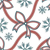 Snowflake and holiday ribbon seamless tile pattern with festive winter colors and elegant designs concept as Festive ribbons paired with snowflakes create a seamless tile pattern w Dynamic vector