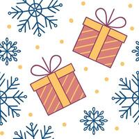 Snowflake and festive gift seamless tile pattern with colorful holiday elements concept as Colorful holiday gifts paired with snowflakes create a seamless tile pattern with festive Dynamic vector
