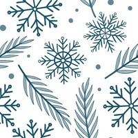 Snowflake and evergreen seamless tile pattern with frosty details and cool tones concept as Snowflakes paired with evergreen branches create a seamless tile pattern with frosty det Dynamic vector