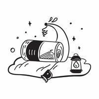 Sleeping bag and lantern icon with copy space for outdoor presentations concept as A visually appealing sleeping bag and lantern icon with copy space designed to enhance outdoor pr Dynamic vector