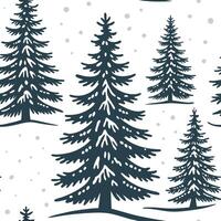 Snow covered pine trees seamless tile pattern with soft white snow and evergreen foliage concept as Soft white snow blankets evergreen pine trees in this seamless tile pattern perf Dynamic vector