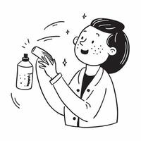 Skincare ambassador using a mockup hydrating mist concept as A skincare ambassador uses a mockup hydrating mist showcasing its refreshing and moisturizing properties Ideal for ski Dynamic vector