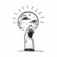 Silhouette of a person with a sunset background concept as A silhouette of a person blended with a sunset background symbolizing farewell and the end of a journey Ideal for emotio Dynamic vector