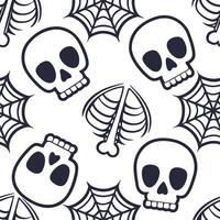 Skeletons and skulls seamless tile pattern with bone structures and dark shades for macabre home decor concept as Bone structures and dark skulls arranged seamlessly for macabre Ha Dynamic vector