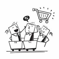 Shoppers with full carts at a quarterly sale concept as High resolution image of shoppers with full carts at a quarterly sale with a glossy backdrop highlighting the excitement and Dynamic vector