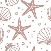 Seashell and starfish seamless tile pattern with beach motifs and soft summer hues concept as Seashells and starfish in soft beach hues create a seamless tile pattern bringing summ Dynamic vector