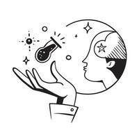 Scientists profile with stars concept as A scientists profile blended with stars representing hope and the vast potential of scientific discovery Ideal for scientific and inspirat Dynamic vector