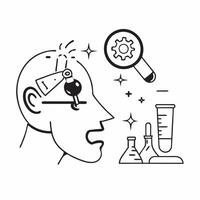 Scientist double exposure with lab equipment concept as A scientists profile merged with lab equipment representing scientific responsibility and innovation Perfect for science an Dynamic vector