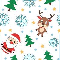 Santa Claus and reindeer seamless tile pattern with joyful winter motifs and bright colors concept as Santa Claus and reindeer bring joy with bright colors in a seamless tile patte Dynamic vector